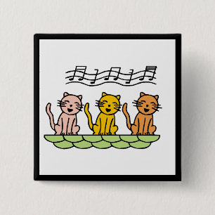 Singing Cats Tshirts and Gifts 2 Inch Square Button