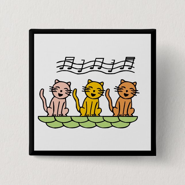 Singing Cats Tshirts and Gifts 2 Inch Square Button (Front)