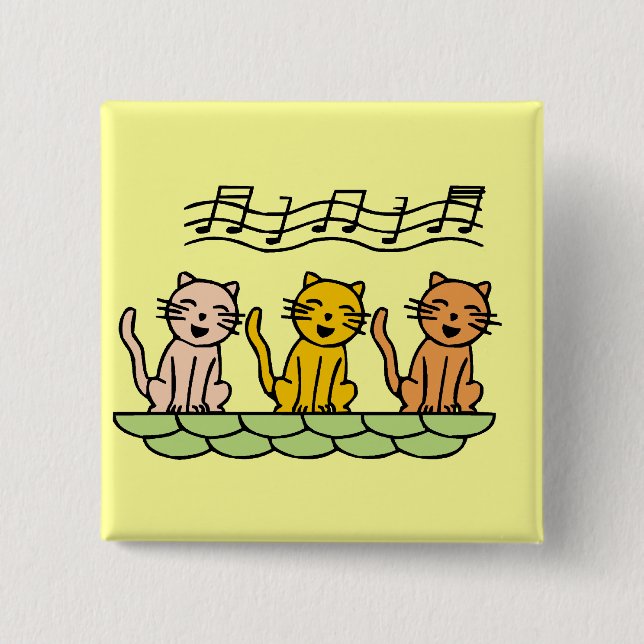 Singing Cats Tshirts and Gifts 2 Inch Square Button (Front)