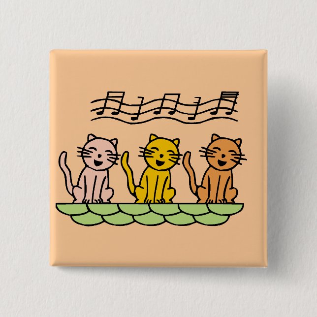 Singing Cats Tshirts and Gifts 2 Inch Square Button (Front)