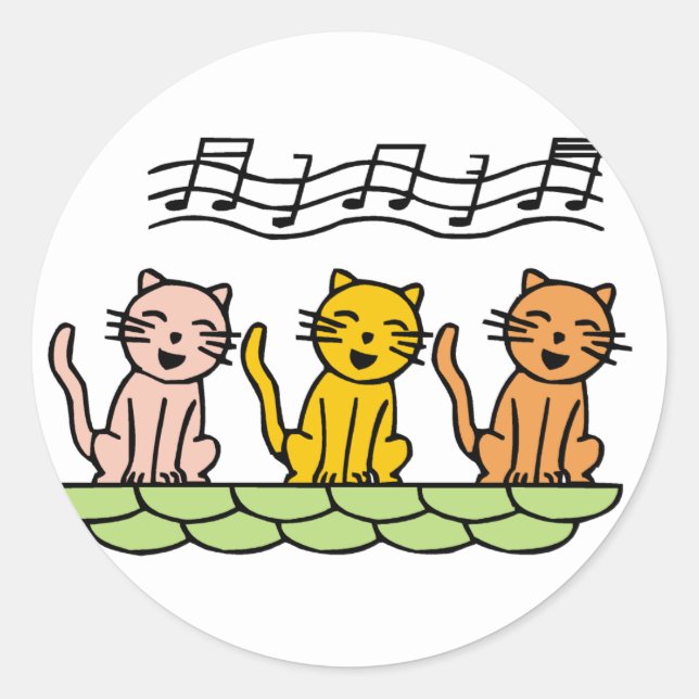 Singing Cats Tshirts and Gifts Classic Round Sticker (Front)