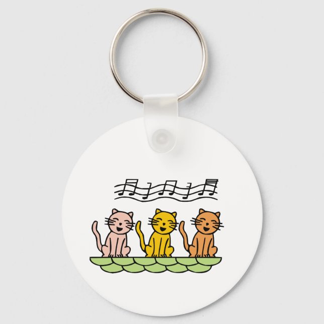 Singing Cats Tshirts and Gifts Keychain (Front)