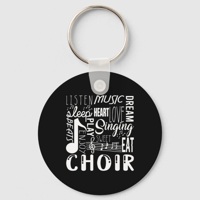 Singing Choir Chorus Choral Music Notes Clef Gift Keychain (Front)