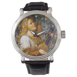 SINGING CHRISTMAS ANGEL MAKING MUSIC ,PINK GEMS WATCH
