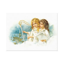 Singing Christmas Angels Stretched Canvas Print