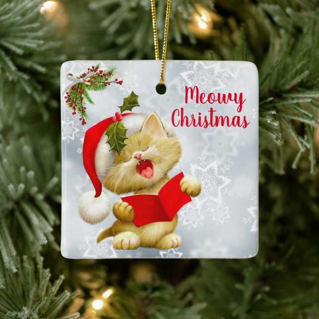 Singing Christmas Cat Ornament (Tree)