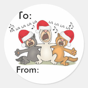 Singing Christmas Cats Classic Round Sticker