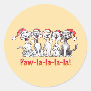 Singing Christmas Cats with Santa Hats Classic Round Sticker