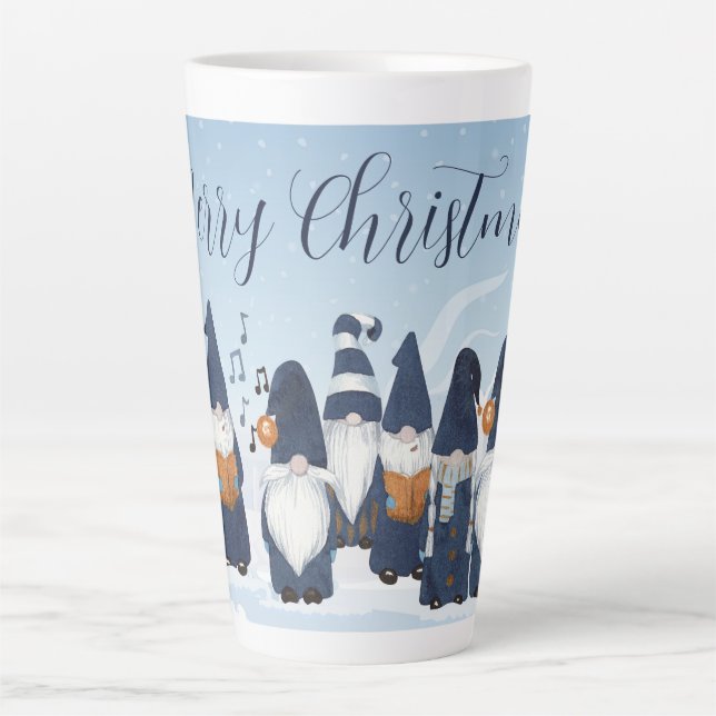 Singing Christmas Gnomes  Latte Mug (Front)