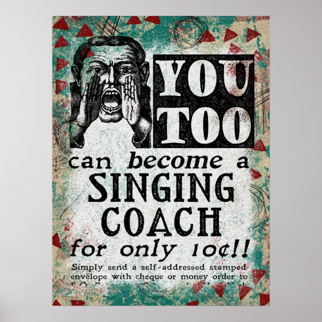 Singing Coach - Funny Vintage Retro Poster (Front)