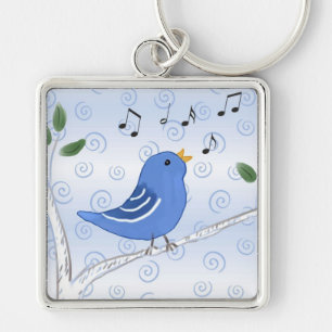 Singing Cute Bluebird Keychain