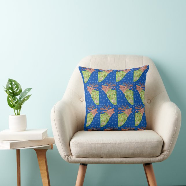 Singing Dear with Nature on it  Throw Pillow (Chair)