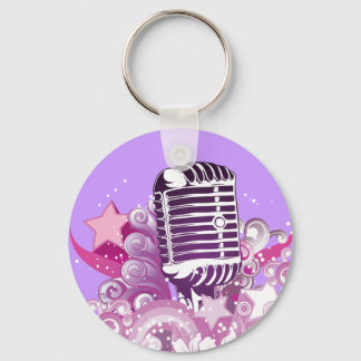 singing diva vintage microphone vector keychain