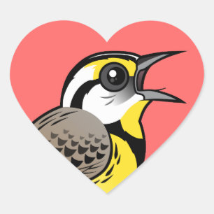 Singing Eastern Meadowlark Heart Sticker