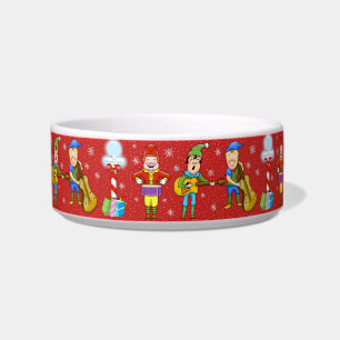Singing Elves Christmas Dog Bowl