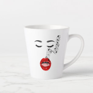 Singing Female Face with Musical Notes Latte Mug