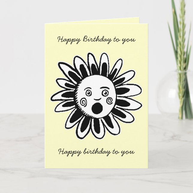 Singing Flower - Happy Birthday Song - Pale Yellow Card (Front)