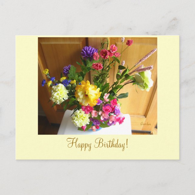 Singing Flowers Happy Birthday Postcard (Front)