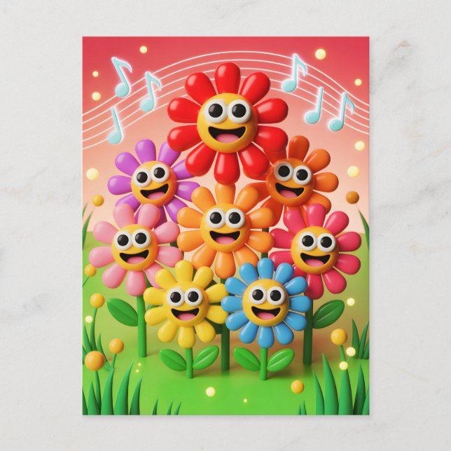 Singing Flowers Illustration with Music Notes (Front)