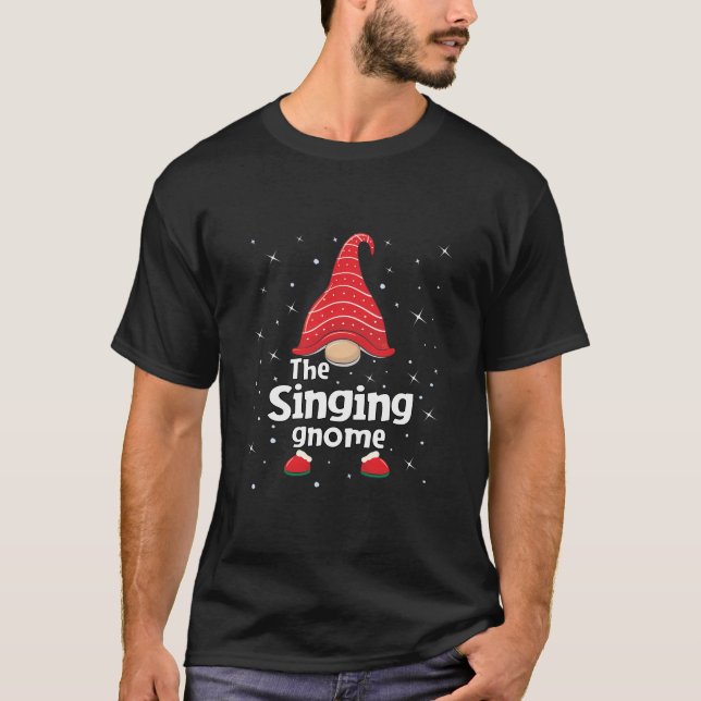 Singing Gnome Family Matching Christmas Funny Gift T-Shirt (Front)