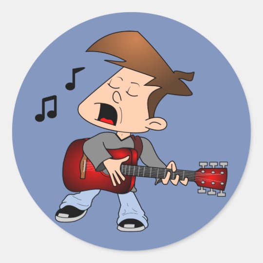 Singing Guitar Player Classic Round Sticker