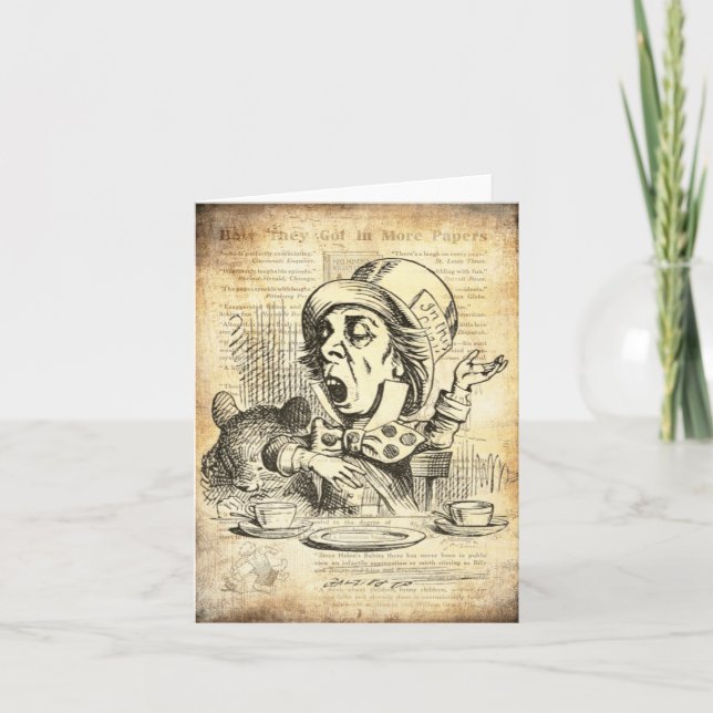 Singing Hatter in Alice in Wonderland Vintage Invitation (Front)