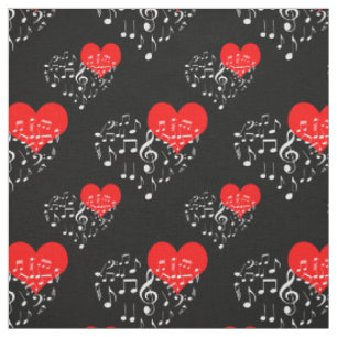 Singing Heart Pattern. White Notes, Black Backdrop