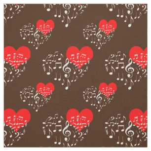 Singing Heart Pattern. White Notes, Brown Backdrop