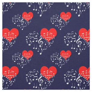 Singing Heart Pattern. White Notes, Navy Backdrop
