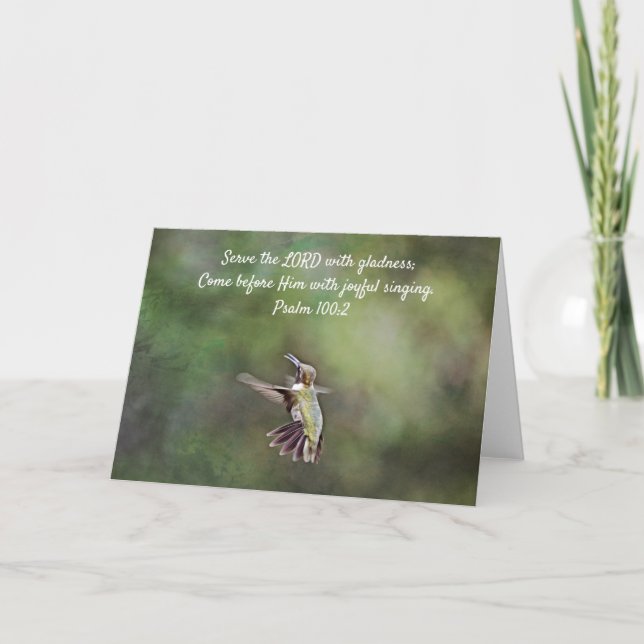 Singing Hummingbird Scripture Card Psalm 100:2 (Front)