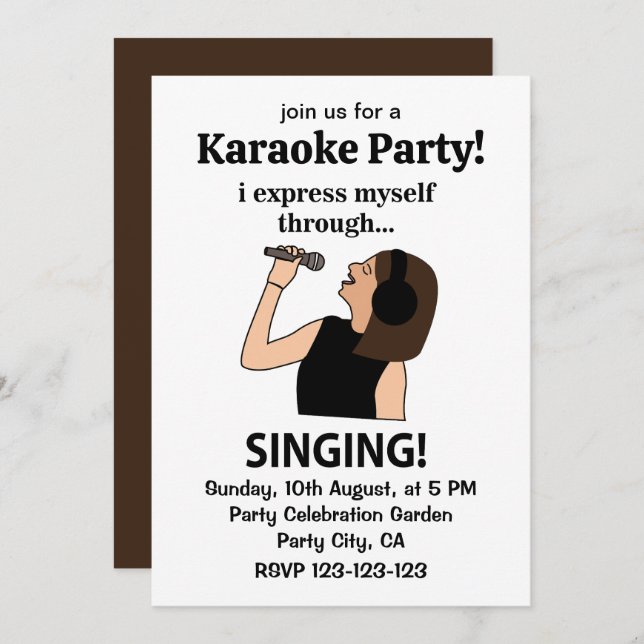 Singing I Express Myself Through Singing Invitation (Front/Back)