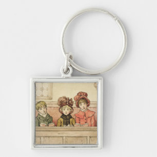 Singing in church (w/c on paper) keychain