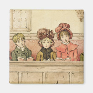 Singing in church (w/c on paper) magnet