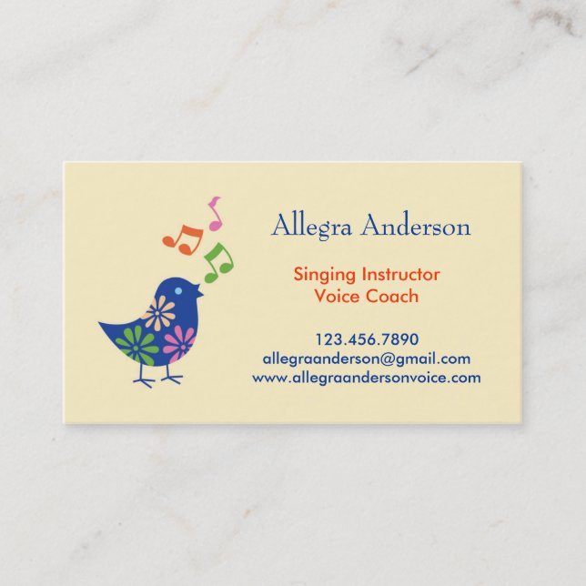 Singing Instructor Business Card (Front)