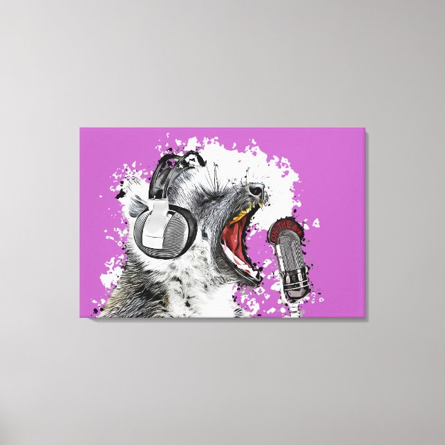 Singing Lemur Comic Art Canvas Print (Front)