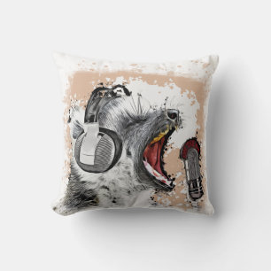 Singing Lemur Comic Art Throw Pillow