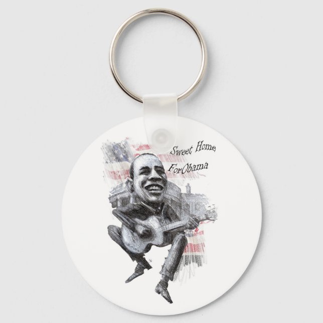 Singing Obama with flag Keychain (Front)