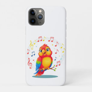 **Singing Parrot – Cute Parrot Singing Illustratio iPhone 11 Pro Case