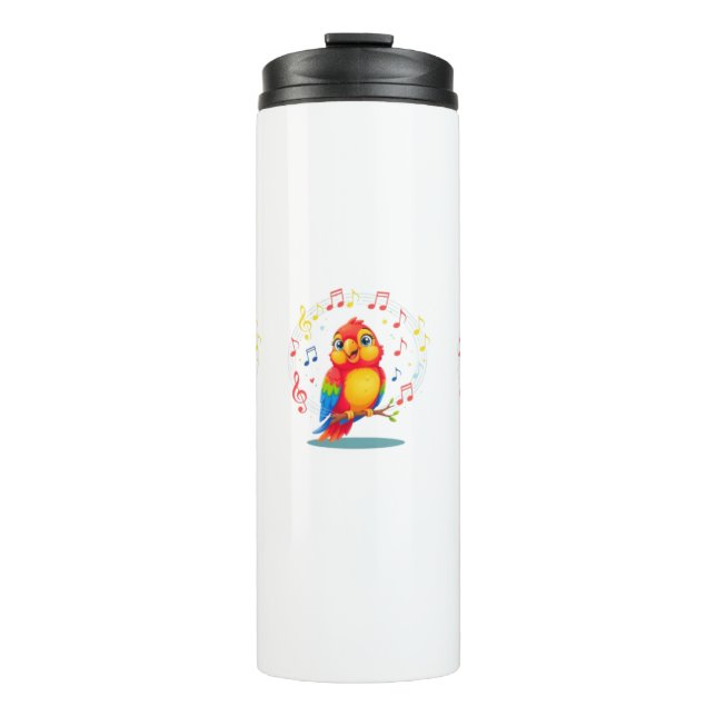 **Singing Parrot – Cute Parrot Singing Illustratio Thermal Tumbler (Front)