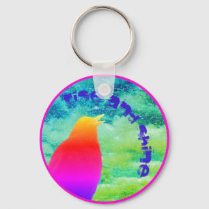 Singing  Rainbow Bird with your text  Keychain