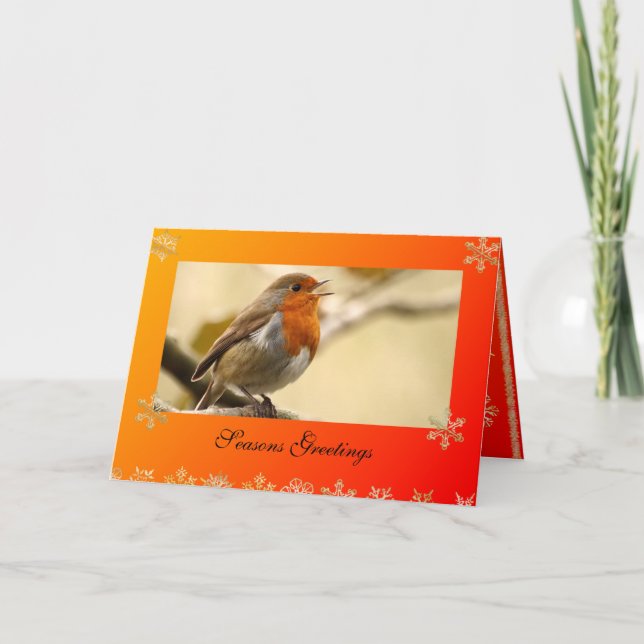 Singing Robin Template Christmas Card (Front)