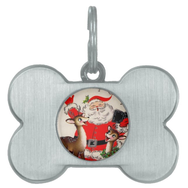 Singing Santa and Reindeer Pet Tag (Front)