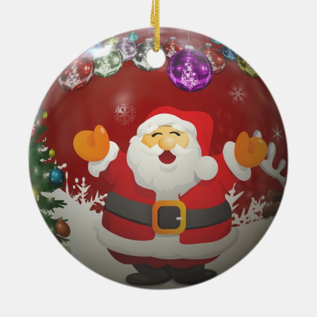Singing Santa Claus Ceramic Ornament (Back)