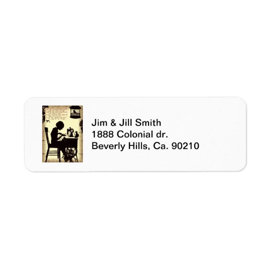 Singing Sewing Lady Vintage Fairy Poem Return Address Label