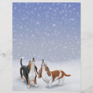 Singing Snow Bassets Letterhead Stationery