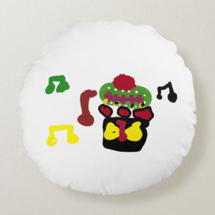 Singing snowman round pillow