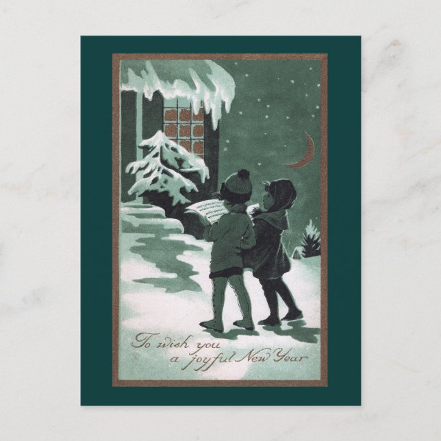 Singing Songsters Spread New Year Cheer Holiday Postcard (Front)