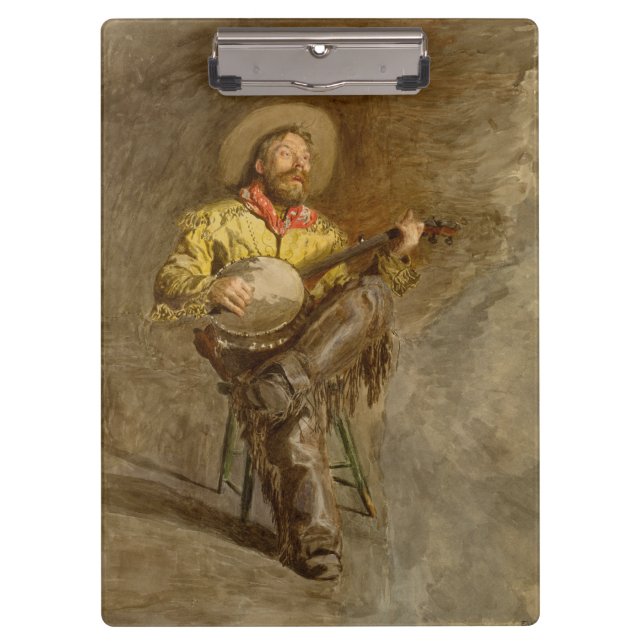 Singing Spanish Cowboy w Banjo Playing Trail Song Clipboard (Front)