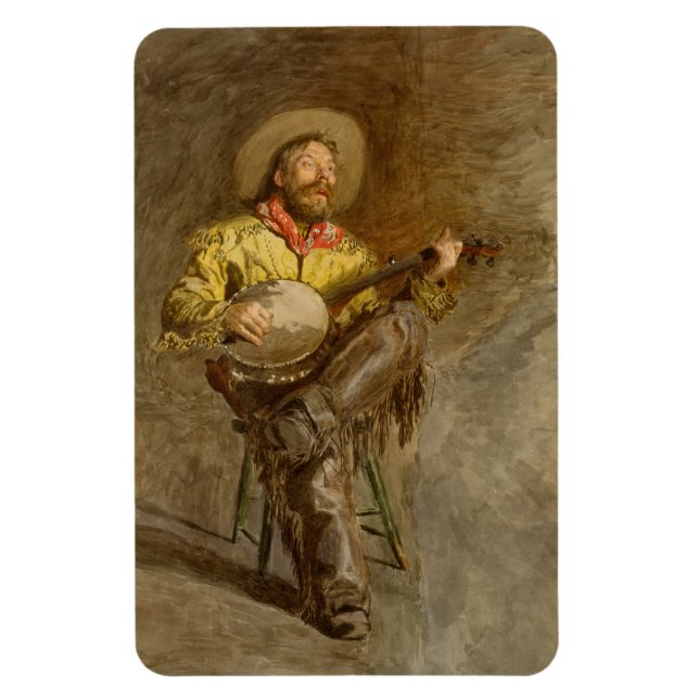 Singing Spanish Cowboy w Banjo Playing Trail Song Magnet (Vertical)