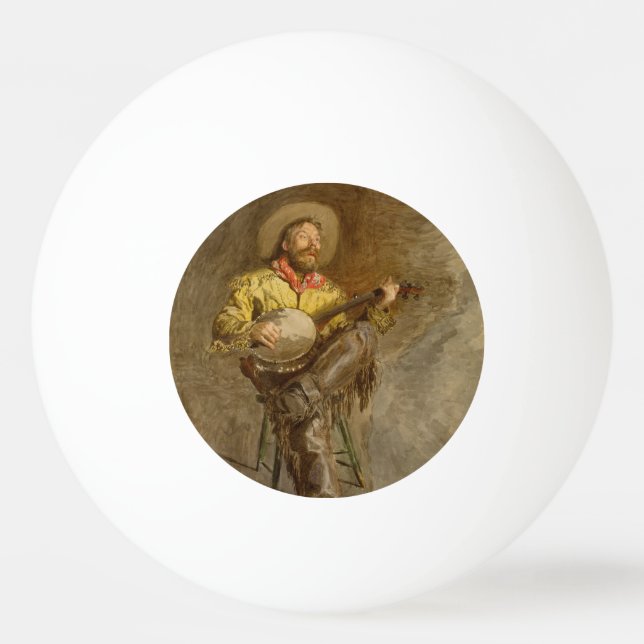 Singing Spanish Cowboy w Banjo Playing Trail Song Ping Pong Ball (Front)
